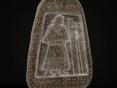 Old Brown Low Relief Headstone Low-poly 3D model