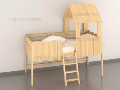 children cabin bed 1 3D model