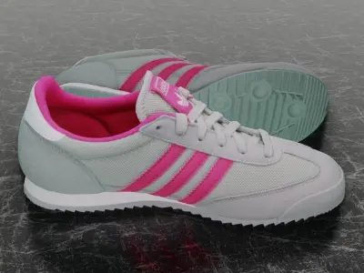 ADIDAS 3D SHOES - WHITE - PINK - DRAGON Low-poly 3D model