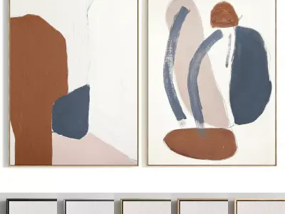 Plaster Two Photo Frame 281 Low-poly 3D model