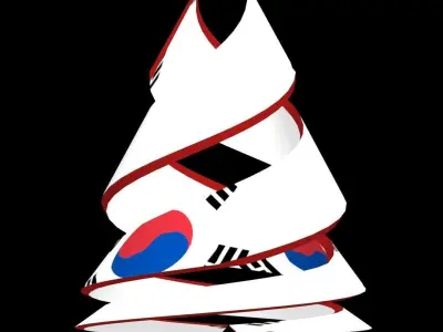 The South Korean Flag on spiral structure 3D model