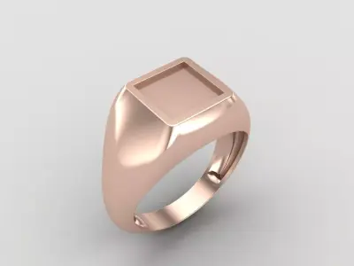 Square enamel Signet Ring Base 8MM top in All sizes 194-MWC  3D print model