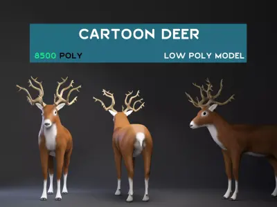 3d model  deer cartoon      - low poly  Low-poly 3D model