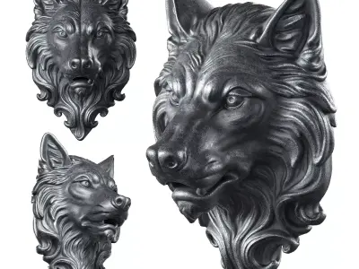 Wolf Head Sculpture Low-poly 3D model