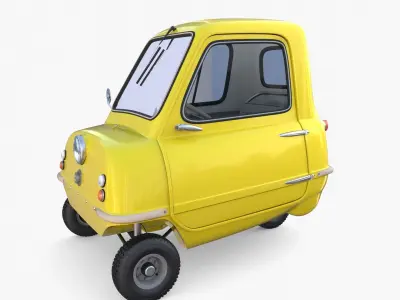 Peel P50 Yellow with interior and chassis 3D model