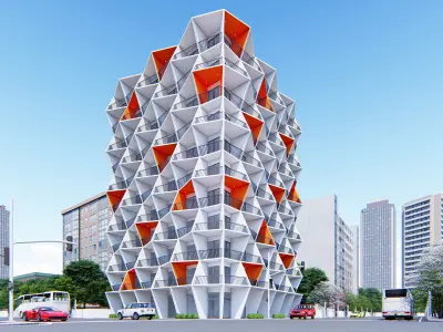 Cool Looking Facade Building 3D model