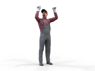 N2 Mechanic Crew working under a car or construction worker 3D print model