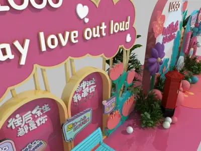 Art Exhibition Window display Low-poly 3D model