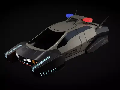 Cyberpunk police cruiser Low-poly 3D model