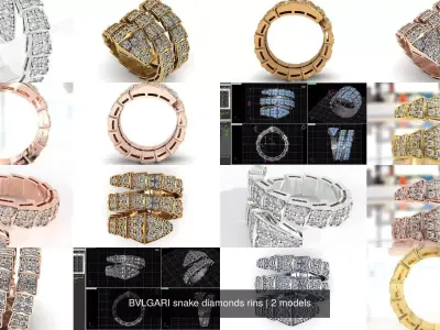 BVLGARI snake diamonds rins 3D Model Pack