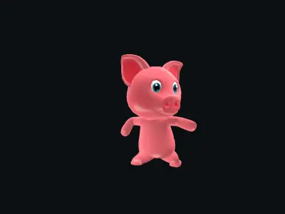 Cartoon Pig Animated Low-poly 3D model