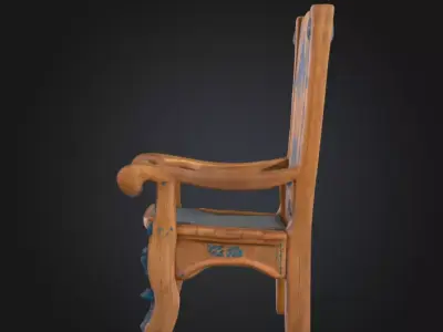 Medieval Wooden Chair Low-poly 3D model
