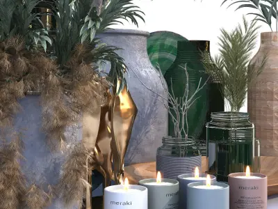 Green decoration object set 221 3D model