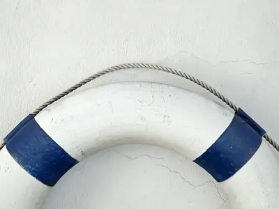 Vintage Nautical Navy Blue and White Life Preserver 3D model