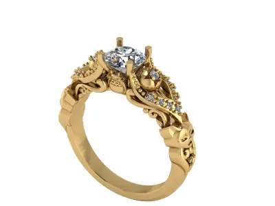 Luxury ring with cat 3D print model