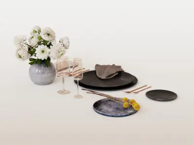 Modern restaurant tableware 3D model