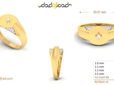 Classic Matte Finish Detailed Gold Ring 3D print model