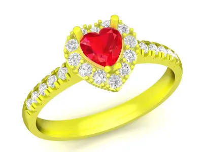 Luxury Heart Shape Diamond Halo Ring for Women 4883 3D print model