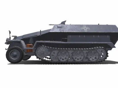 Sd Kfz 251 German Armored Fighting Vehicle PBR Low-poly 3D model