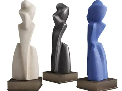 White tall abstract Low-poly 3D model