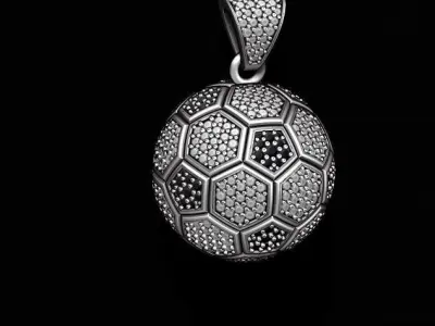 Football ball pendant 3d with gems 3D print model