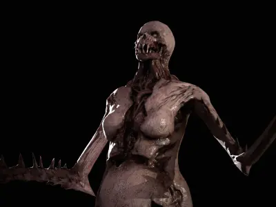 Necromutant5 skeleton holding sword Low-poly 3D model