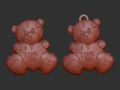 teddy say i love you decor  3D print model