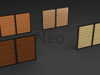 Wooden Fence Pack - Modern Wooden Fence Collection Low-poly 3D model