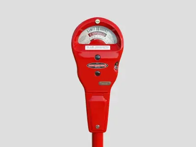 Parking Meter Red Low-poly 3D model