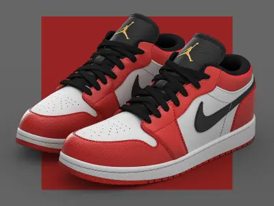 Nike Jordan Sneakers Low Red 3D model