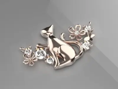 jewelry cat flower Pendant gold 3d model 3D print model