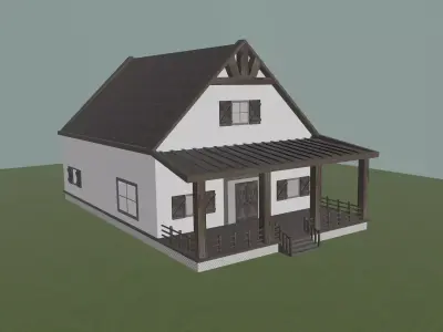 Country Farmhouse - White and Brown  Free 3D model