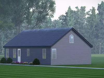 Barndominium Tiny House Exterior  Compact Barn Style Modern Home 3D model