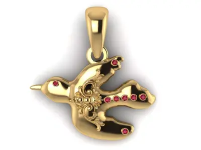 GOLDEN BIRDS PENDANT 3D PRINTABLE MODEL  3D print model