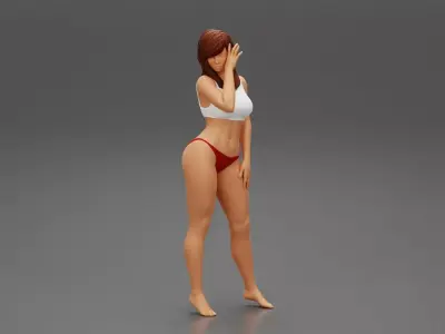 Beautiful slim body of mid adult woman wearing bra and bikini 3D print model