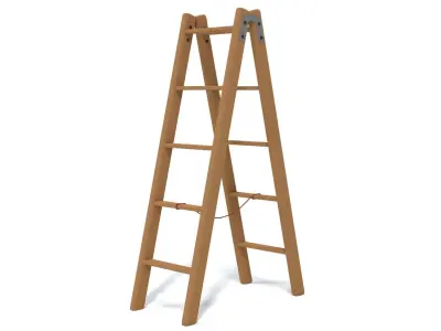 Low Poly Cartoon Wooden Ladder  Low-poly 3D model