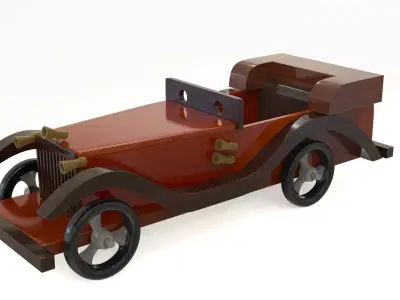 Wooden Showpiece Car Low-poly 3D model