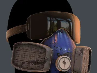 Gas mask helmet 3d model scifi Low-poly  Low-poly 3D model