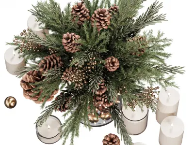 Christmas Pine Cone Decor Set 3D model