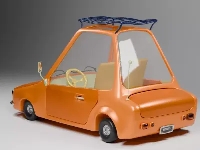 Lowpoly Stylized cartoon car -PBR Textures Low-poly 3D model