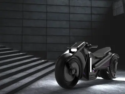  Cyberpunk Themed Futuristic Motorcycle Concept 3D model