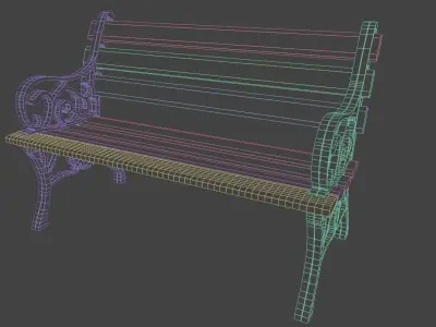 park bench Free low-poly 3D model