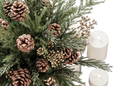 Christmas Pine Cone Decor Set 3D model