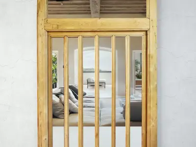 Antique Javanese Wall Panel Mirror 3D model