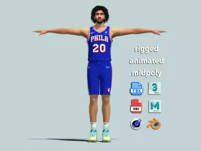  T-Pose Rigged Jared McCain Philadelphia 76ers 3D model