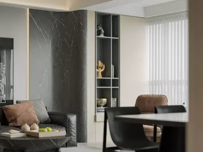 Modern living room dining room interior scenes 160 3D model