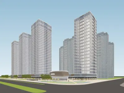 Business Center Night 3D model 3D model