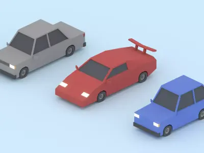 Cartoon City Cars Pack Low-poly 3D model