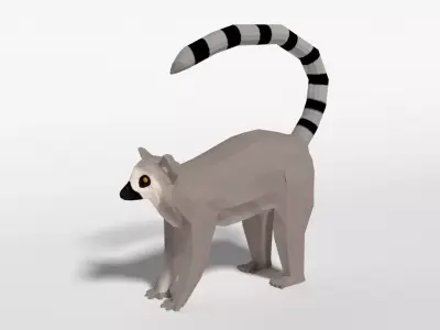 Low Poly Cartoon Ring Tailed Lemur Low-poly 3D model