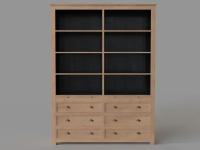 Wright Library Bookshelf White Wash 3D model